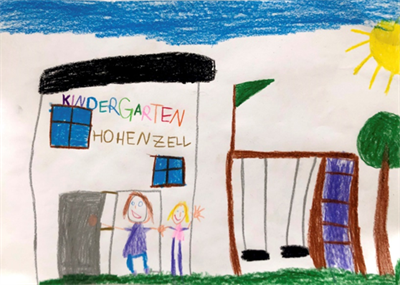 die Zeichnung eines Hauses durch ein Kind